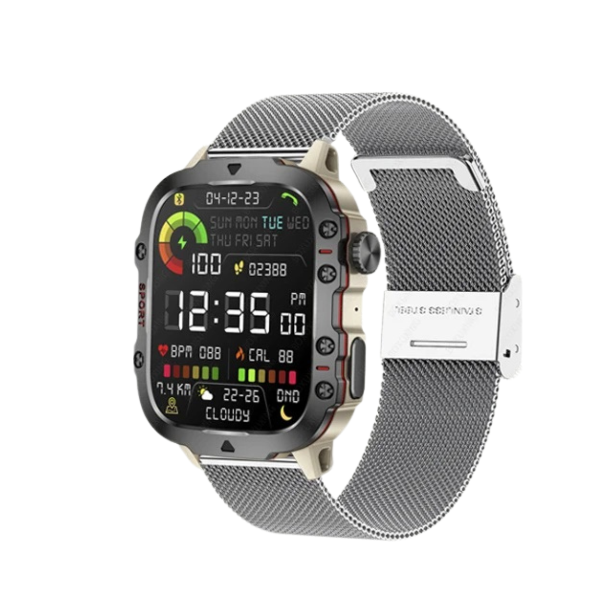 Men's Rugged Outdoor GPS Smartwatch - 1.96" Bluetooth Call and Waterproof