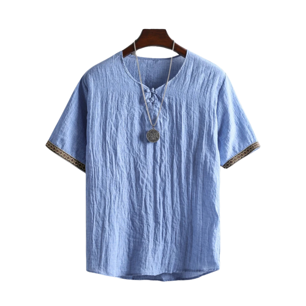 Men's Summer Short Sleeve Shirt - Lightweight Korean Style Plain Blouse Tee