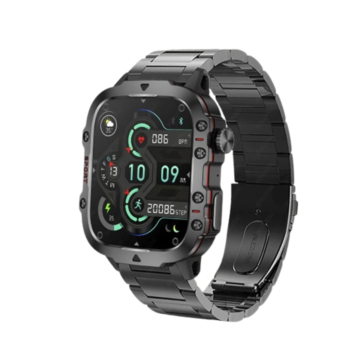 Men's Rugged Outdoor GPS Smartwatch - 1.96" Bluetooth Call and Waterproof