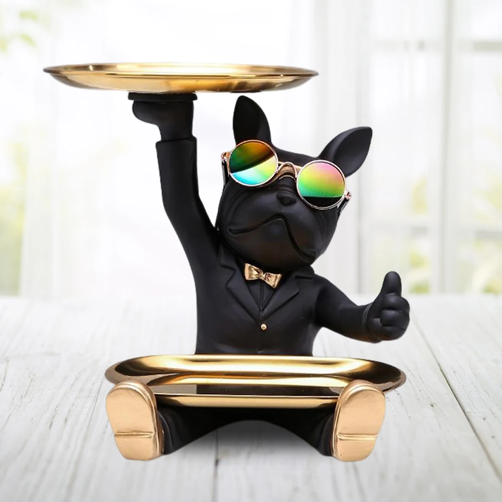Bulldog Tray Statue Storage Decoration