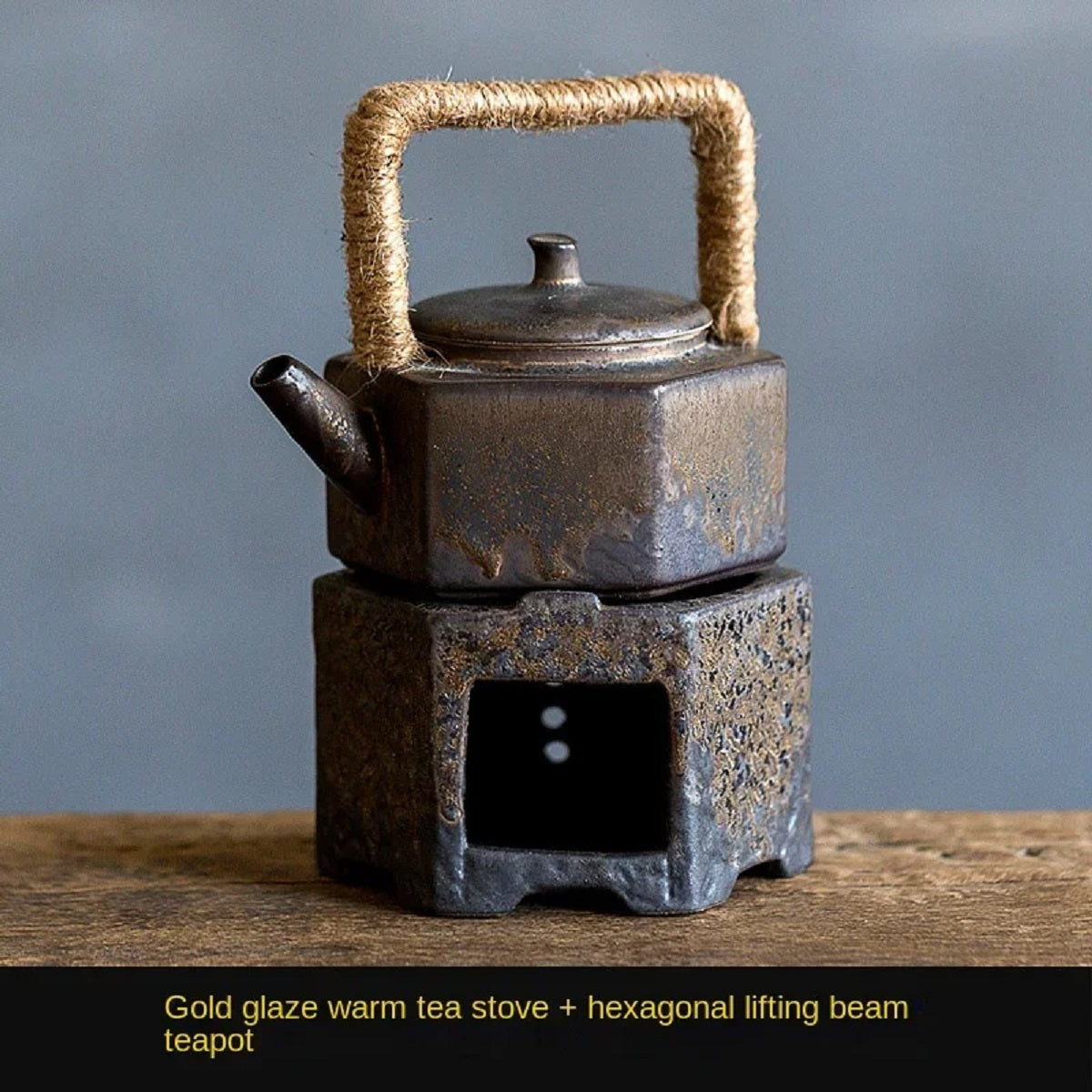 Japanese Stoneware Teapot Warmer - Candle-Heated Retro Ceramic Base