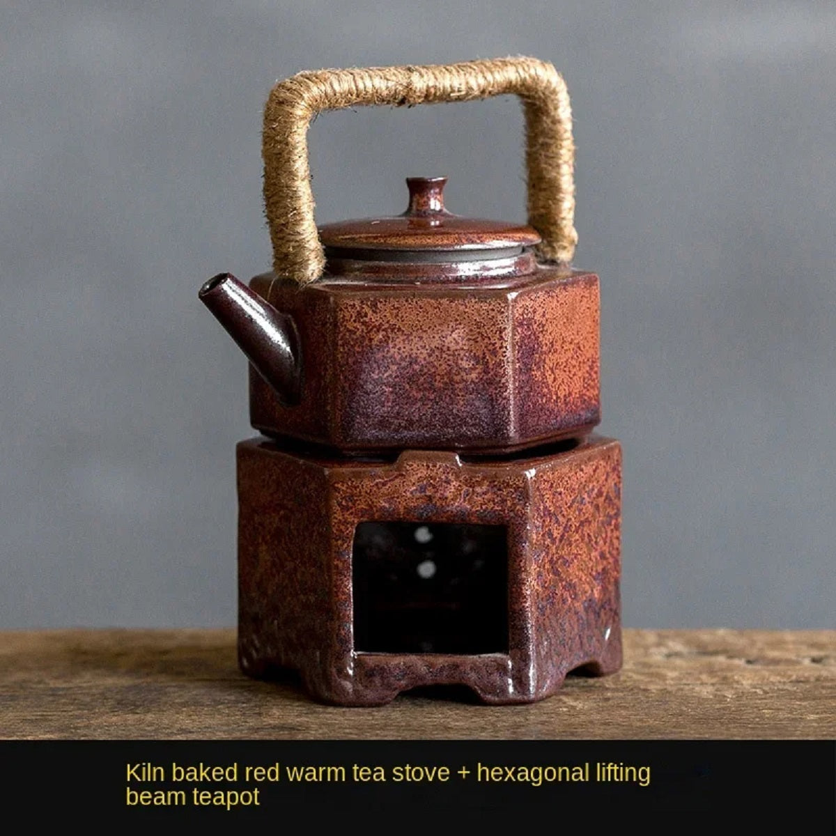 Japanese Stoneware Teapot Warmer - Candle-Heated Retro Ceramic Base