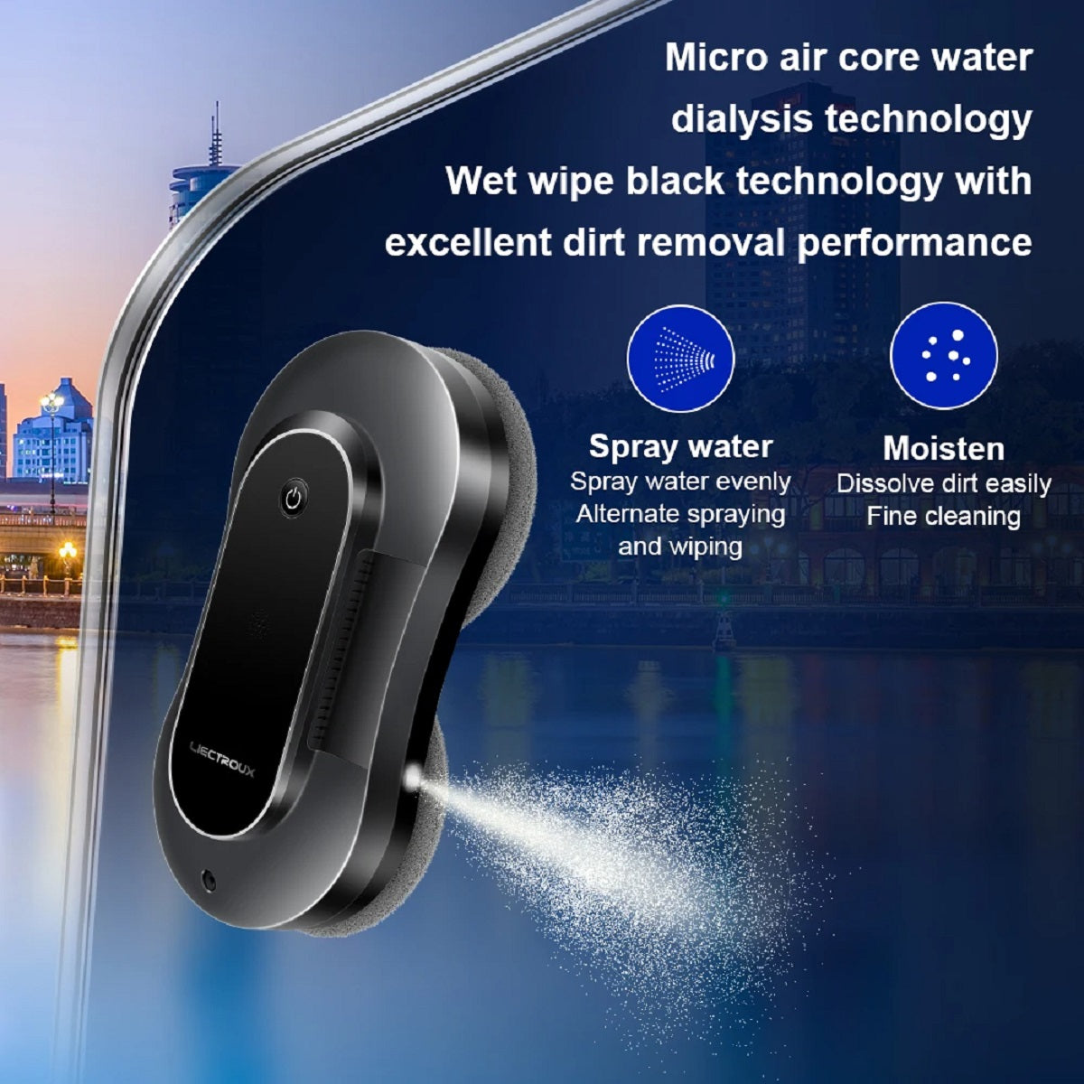 Smart Window Cleaning Robot - Dual Water Spray Laser Sensor App Control