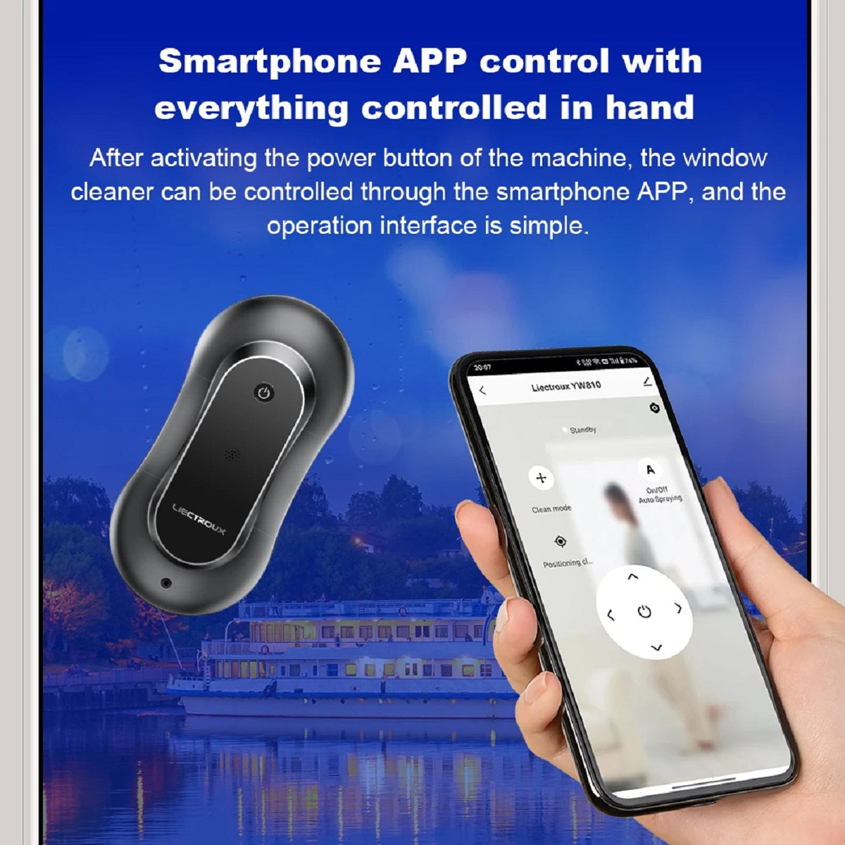 Smart Window Cleaning Robot - Dual Water Spray Laser Sensor App Control