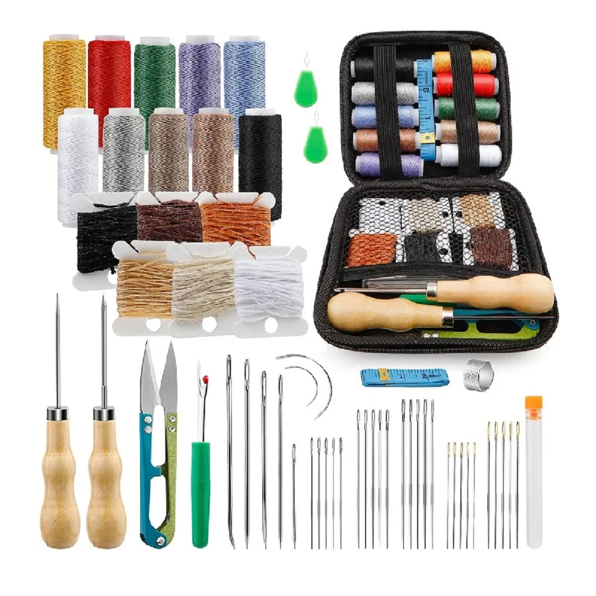 Leather Sewing Tools with Waxed Thread and Needle DIY Handmade Craft Set