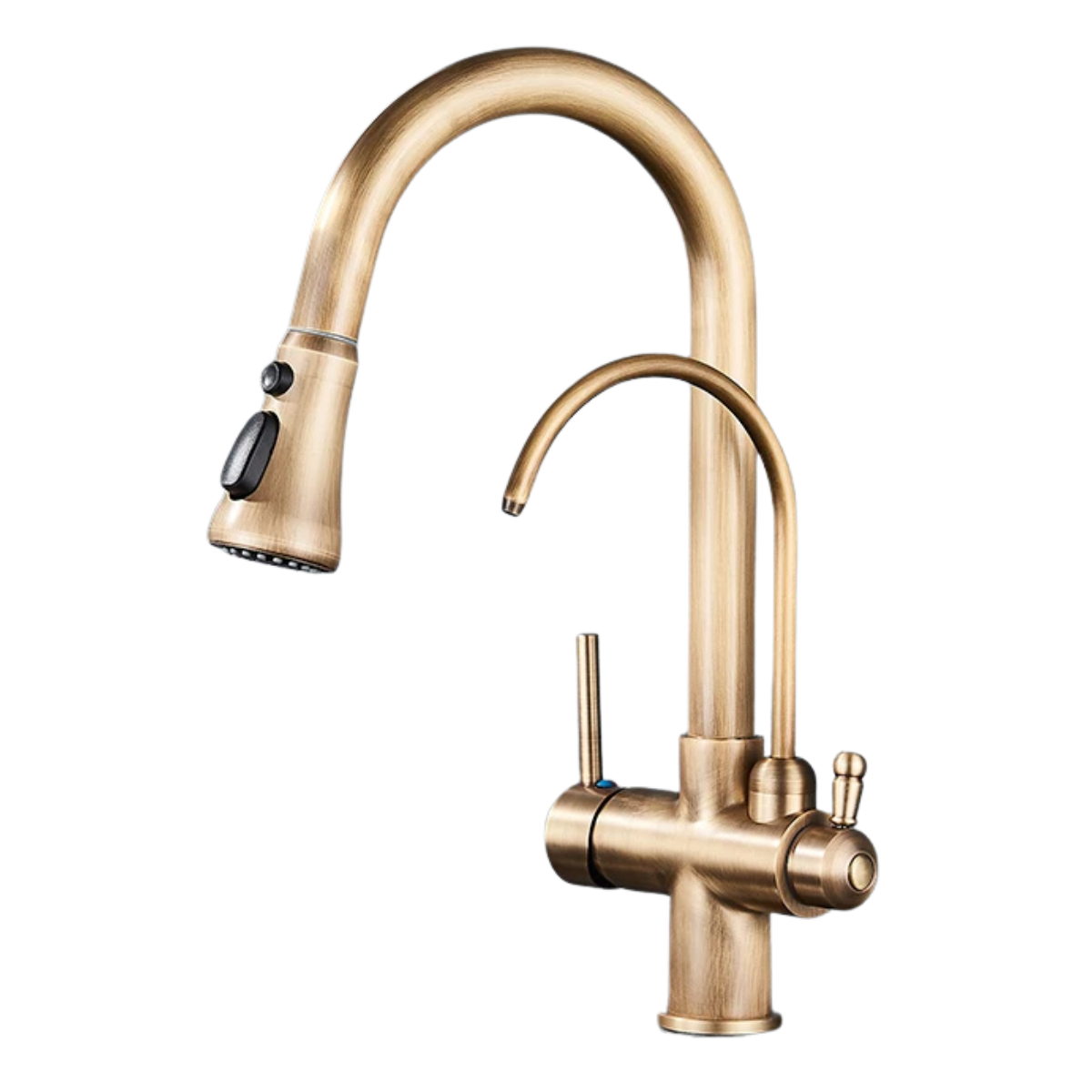 Matte Black 3-Way Kitchen Faucet - Pull-Out 360° Filtered Spray Mixer