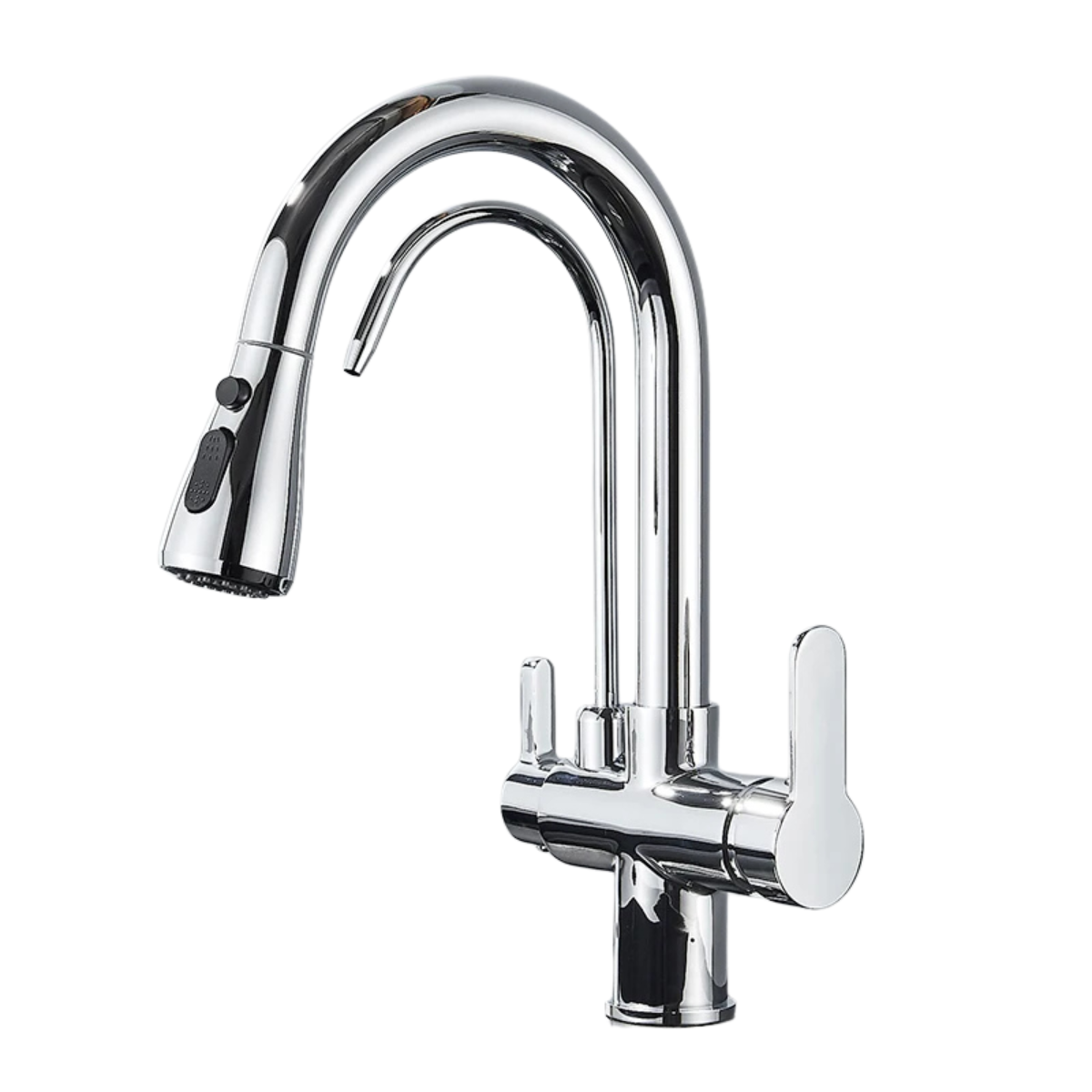 Matte Black 3-Way Kitchen Faucet - Pull-Out 360° Filtered Spray Mixer