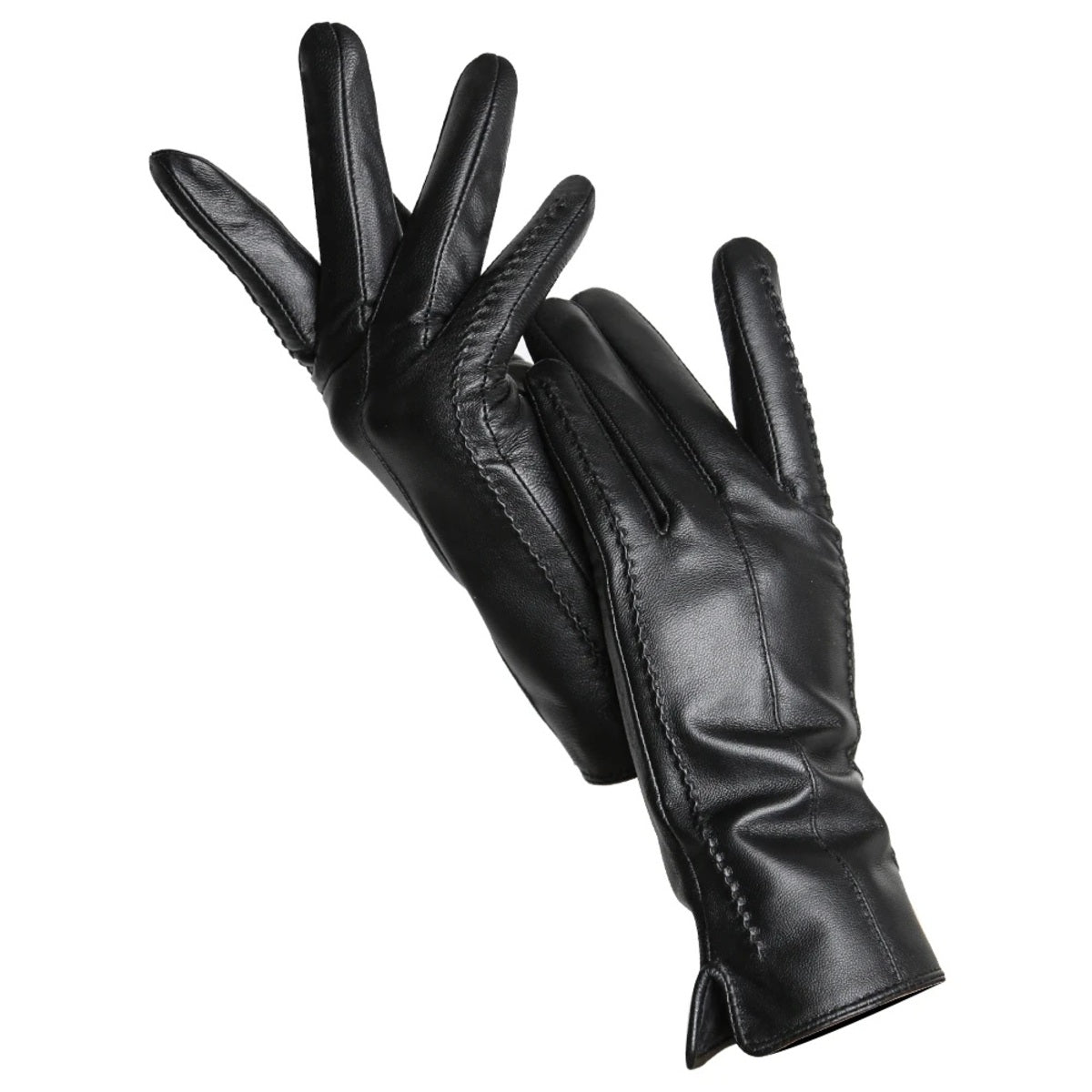 Women's Sheepskin Leather Gloves - Warm Velvet Lined Touchscreen Driving