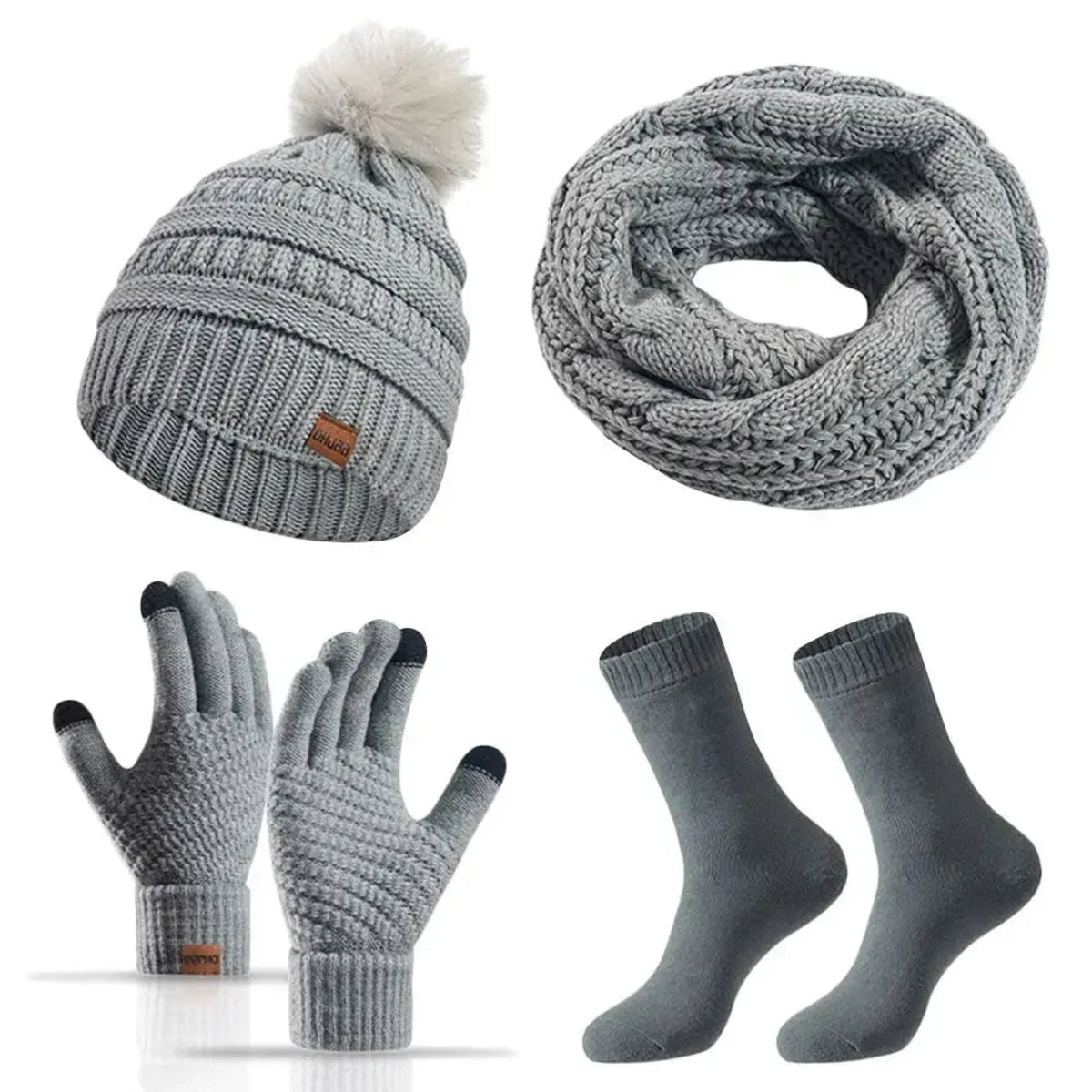 Women's Winter Hat Scarf Set - Knit Beanie with Gloves and Neck Warmer