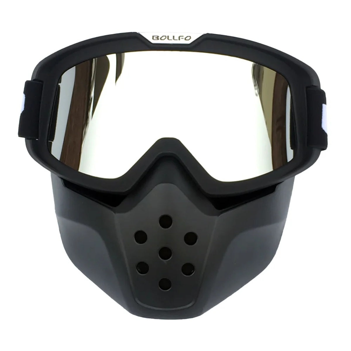 Motorcycle Riding Goggles with Removable Face Mask - Anti-Fog Adjustable Strap