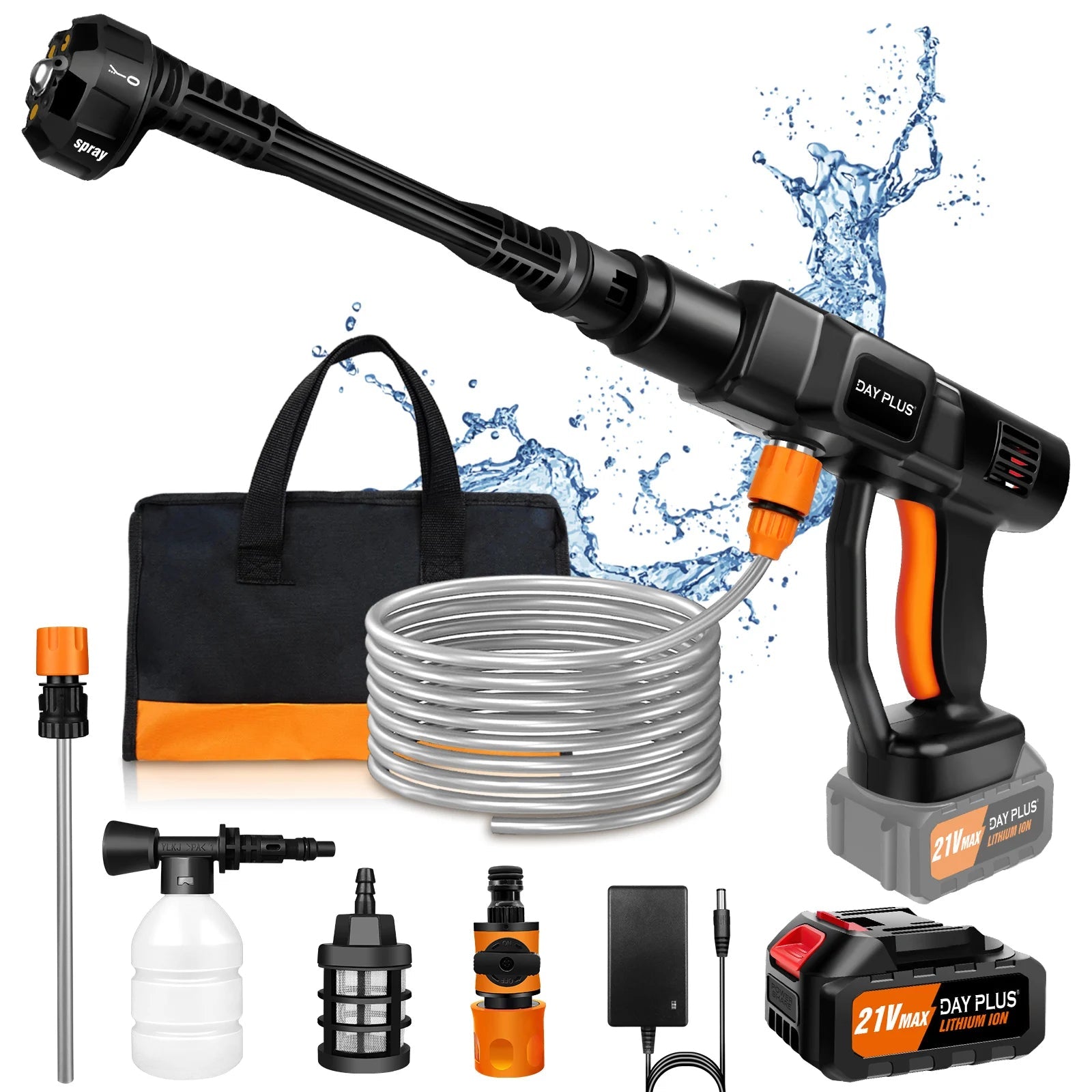 Cordless Pressure Washer - 4.0AH Battery and 6-In-1 Nozzle