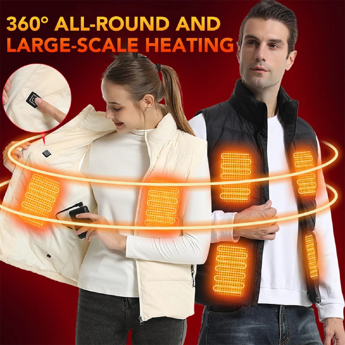 USB Heated 15-Zone Down Vest - Unisex Electric Winter Jacket