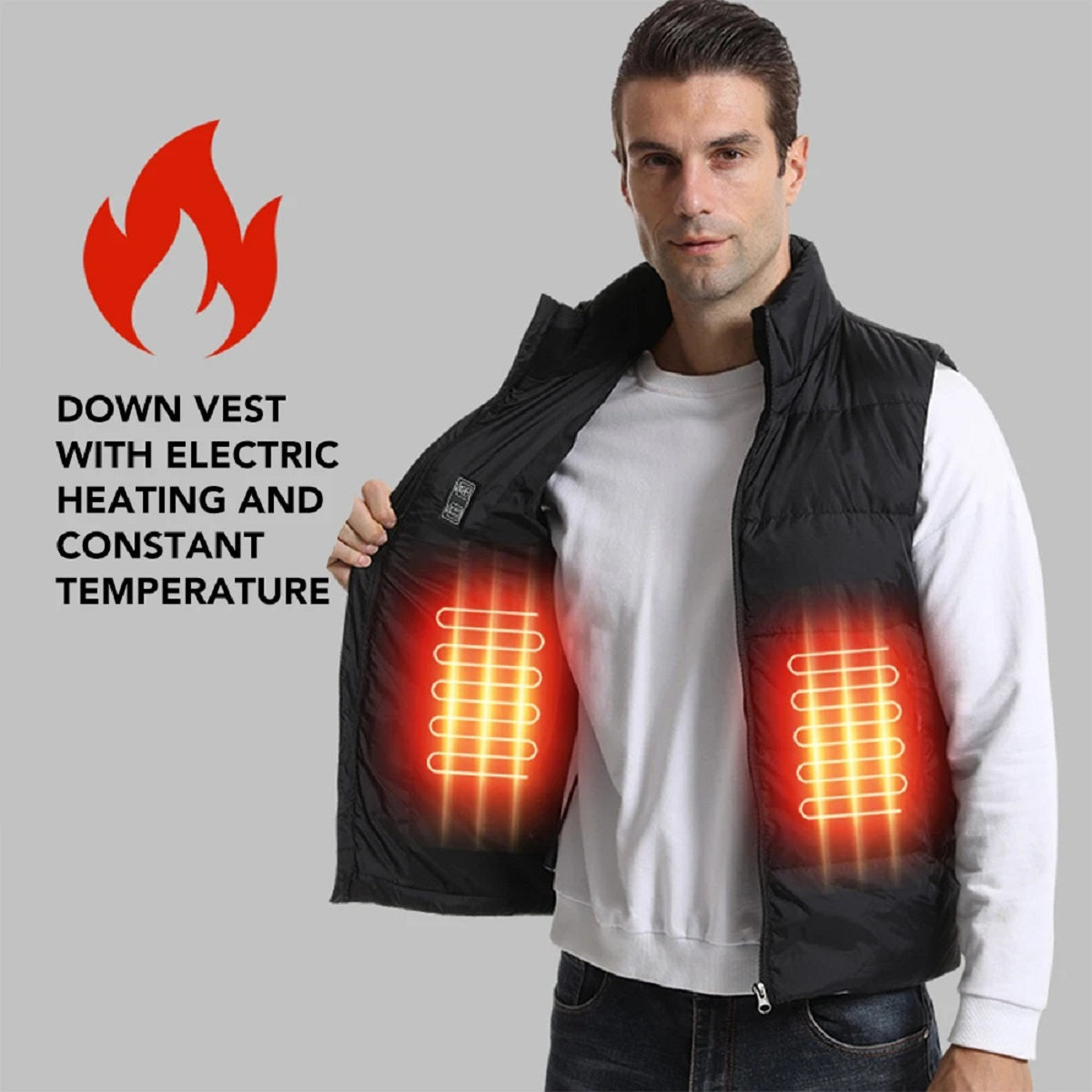 USB Heated 15-Zone Down Vest - Unisex Electric Winter Jacket
