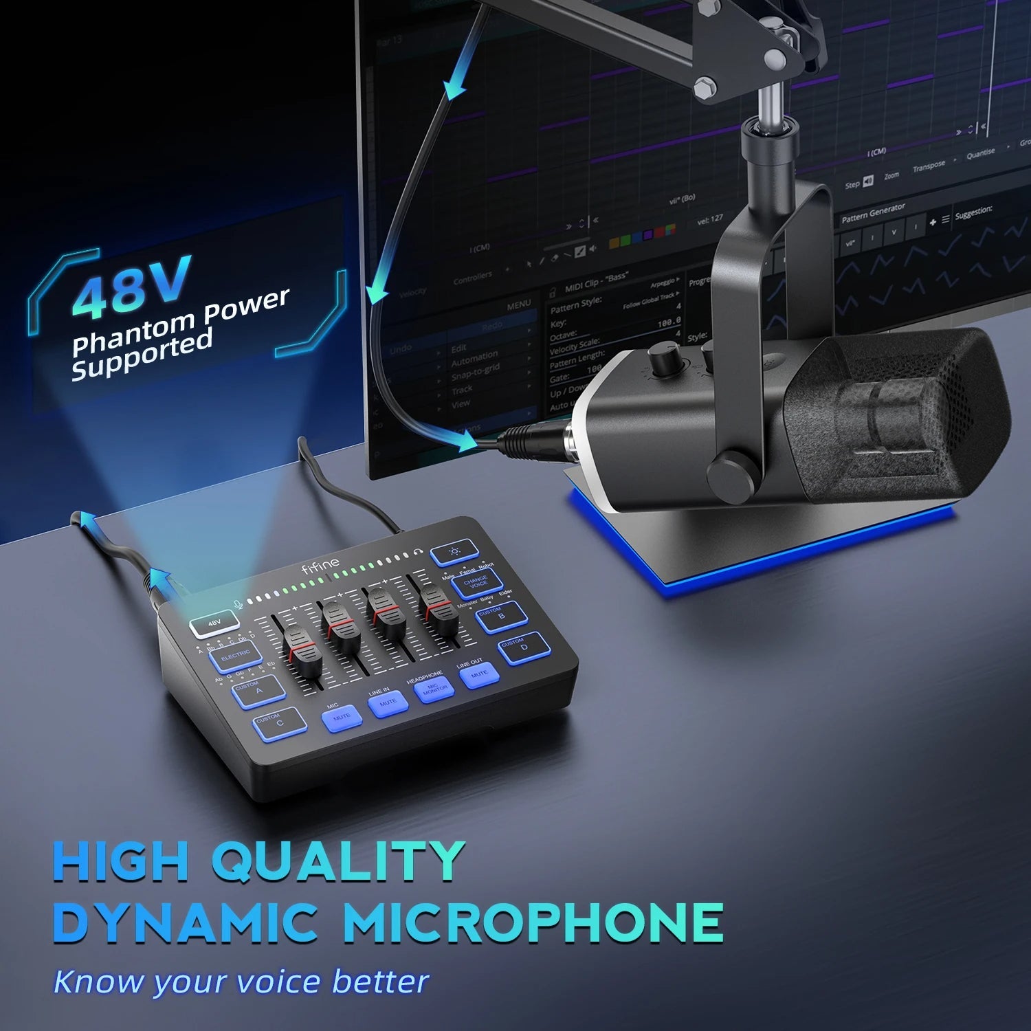 All-In-One Podcast Kit with RGB Audio Mixer