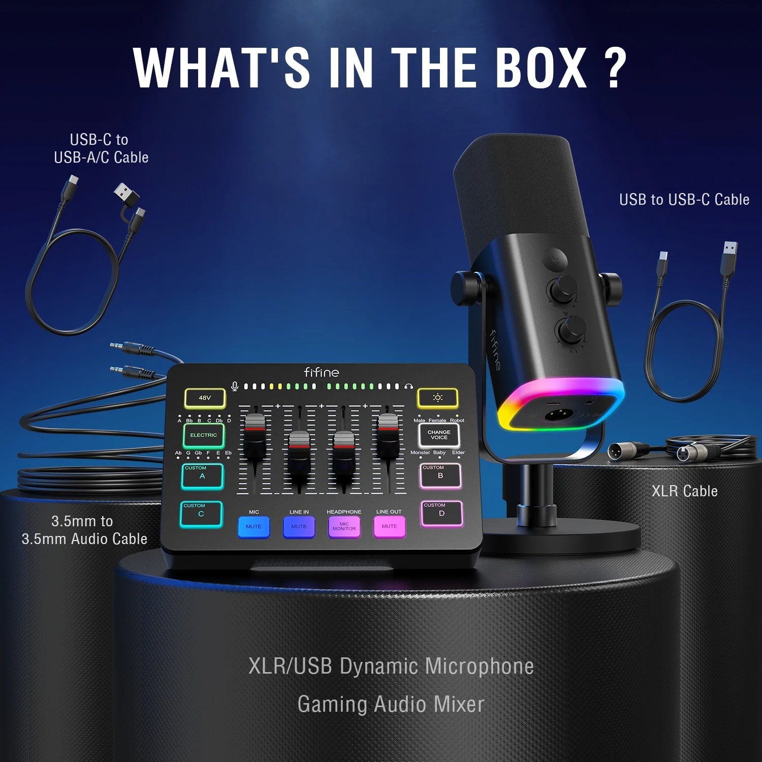 All-In-One Podcast Kit with RGB Audio Mixer