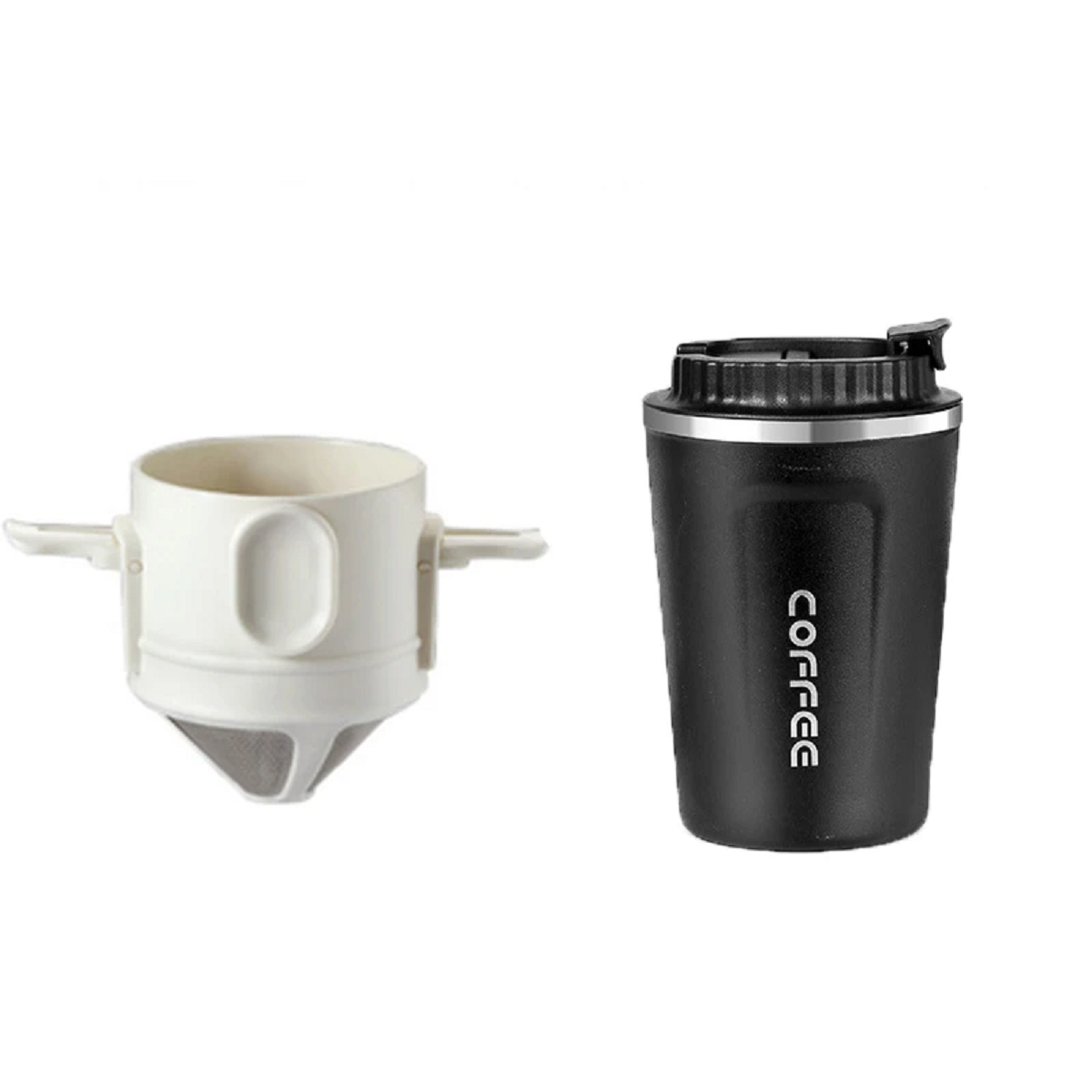 Portable Pour Over Coffee Travel Mug with Reusable Filter