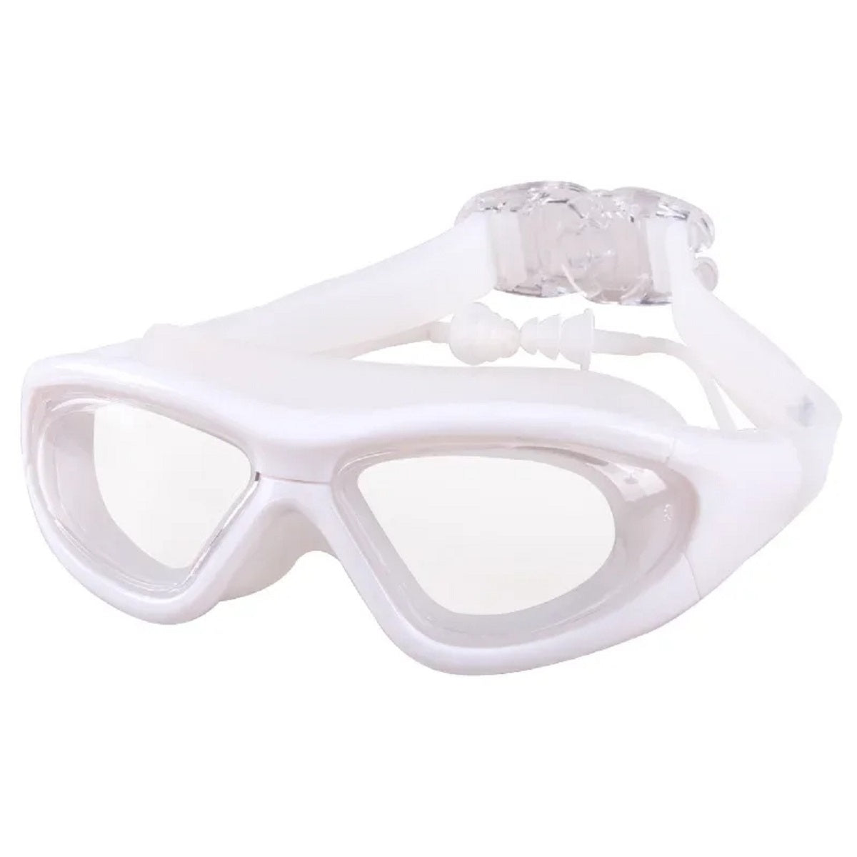 Anti-Fog Swim Goggles - Large Frame Swimming Glasses with Earplugs
