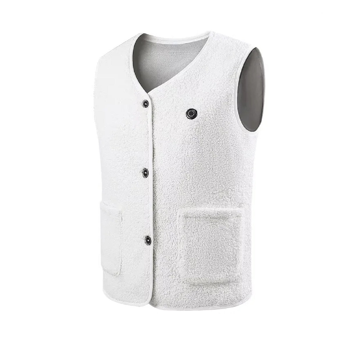 16-Zone USB Heated Vest - Teddy Velvet V-Neck Electric Warming Jacket