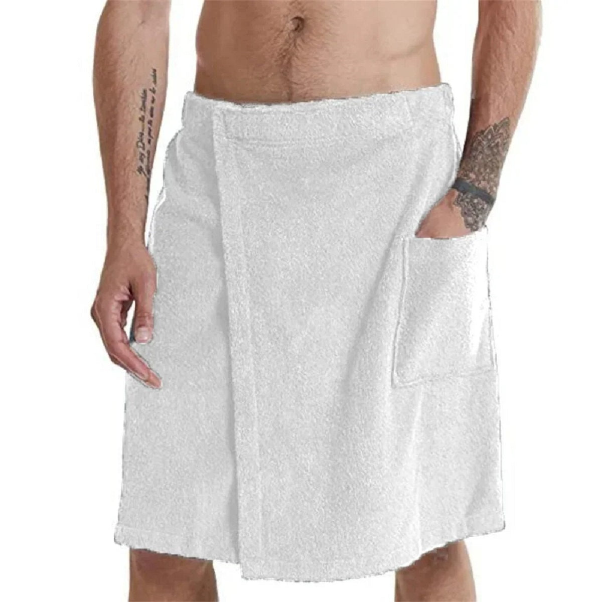 Men's Wearable Bath Towel - Soft Shower Wrap with Pocket for Spa Gym and Beach