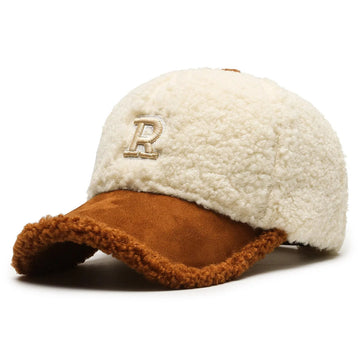 Faux Fur Baseball Cap - Fuzzy Warm Adjustable Shearling Fleece Hat