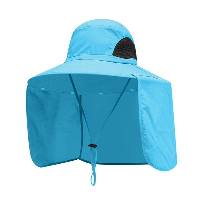 Wide Brim Bucket Hat with Neck Cover