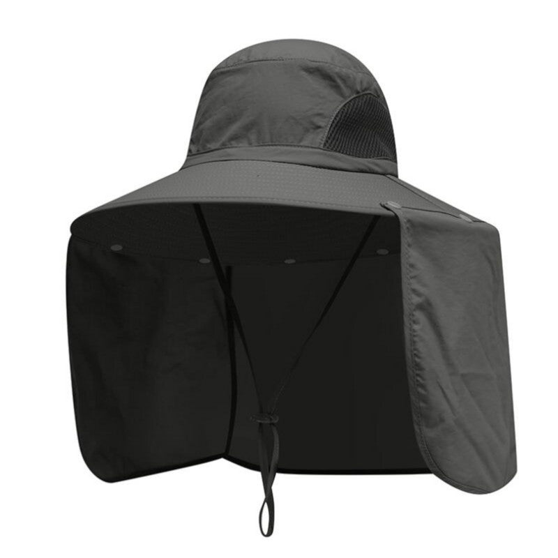 Wide Brim Bucket Hat with Neck Cover