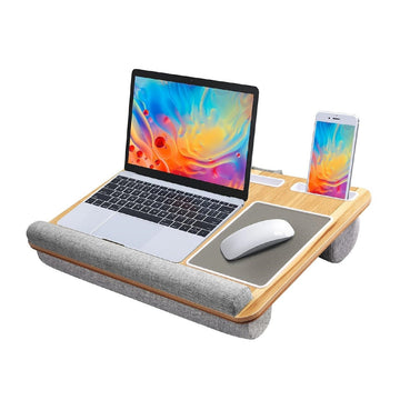 Portable Laptop Lap Desk - Double-Groove Anti-Slip Built-In Mouse Pad