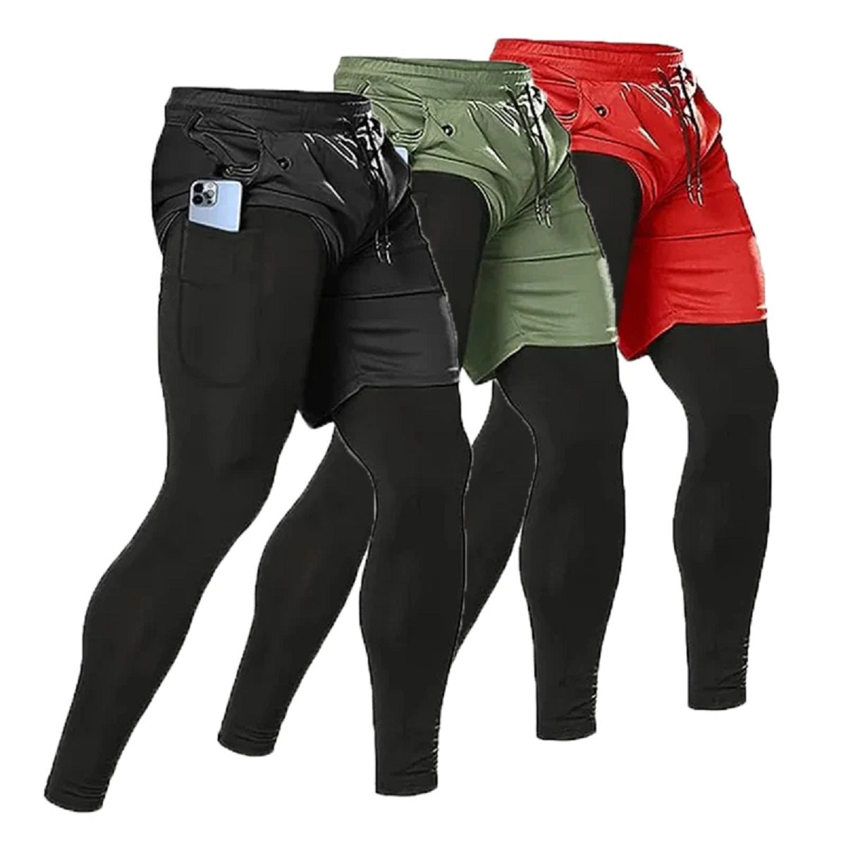 Men's 2-In-34°fompression Running Pants - Double-Layer Gym Joggers