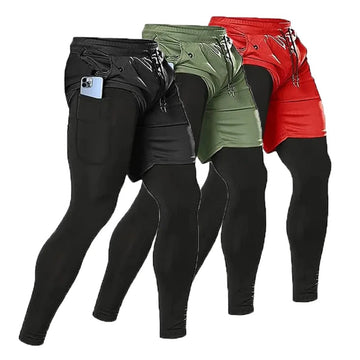 Men's 2-In-34°fompression Running Pants - Double-Layer Gym Joggers