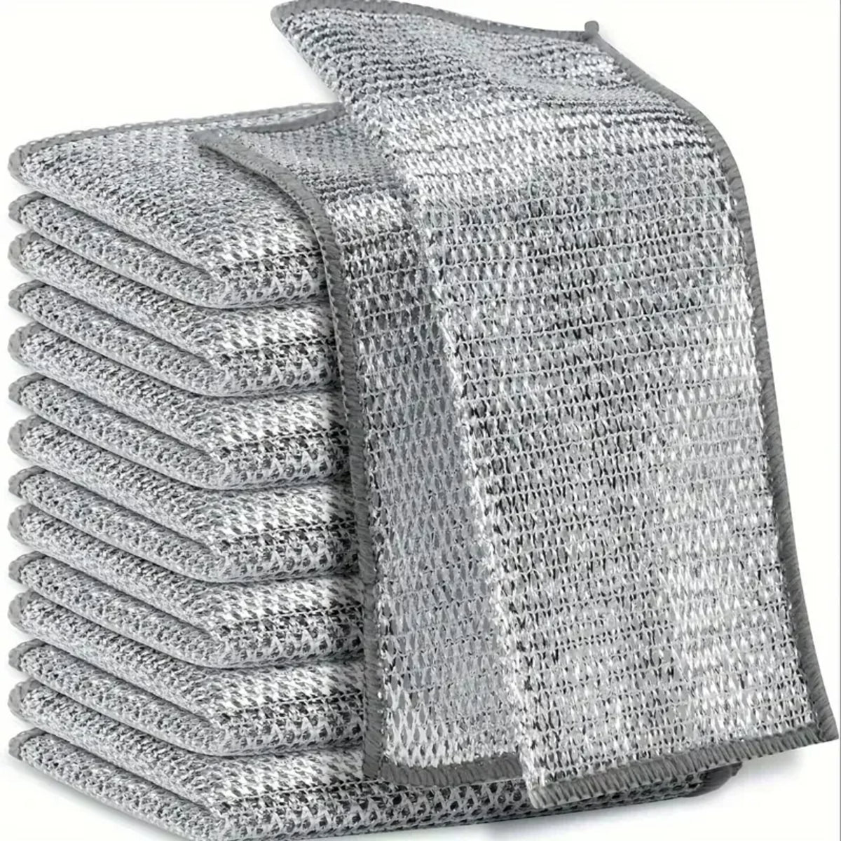 Steel Wire Cleaning Cloths - Double-Layer Silver Fibre Dishcloths for Kitchen