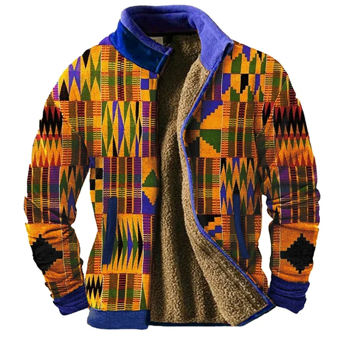 Men's Casual Cardigan Thickened Warm 3D Printed Sweatshirt
